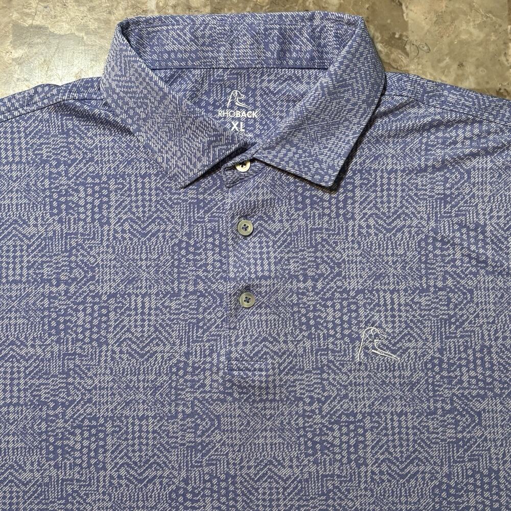 Rhoback Polo Shirt Mens XL Lavender Purple Abstract Short Sleeve Golf